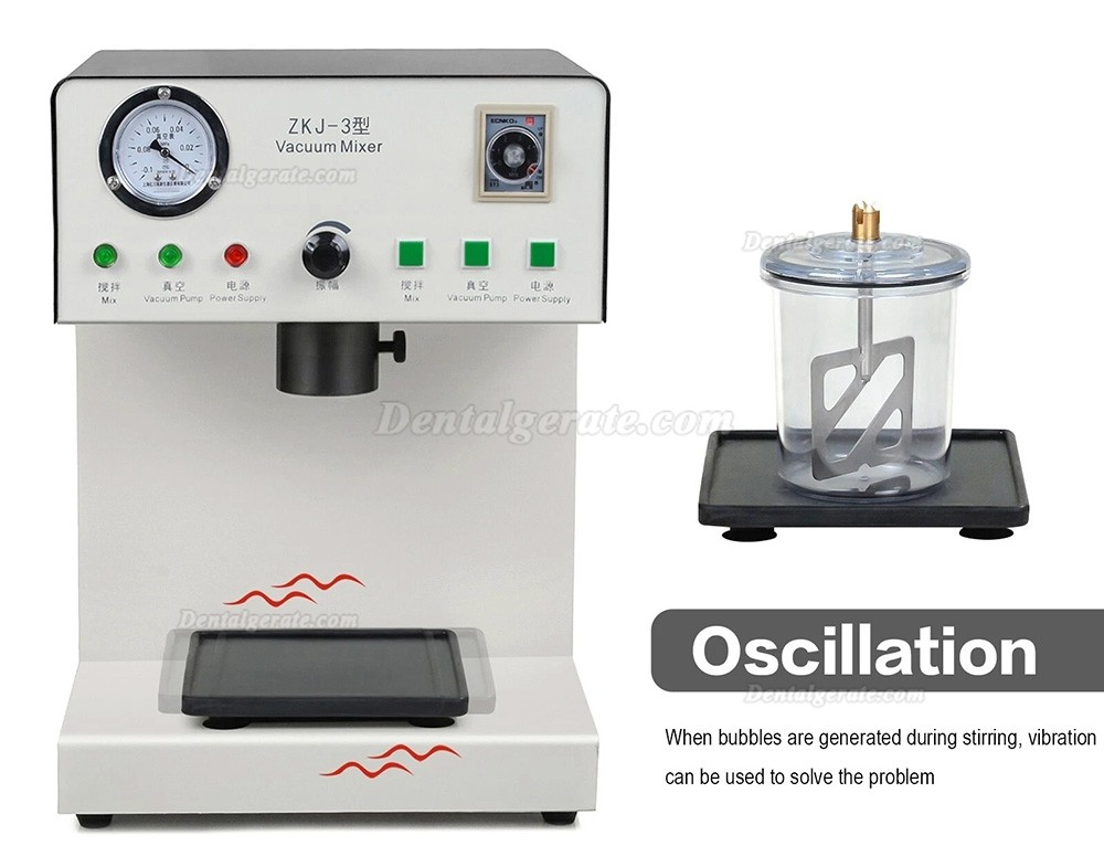 Dentallabor Vakuummischer Mischmaschine ZJK-3 mit eingebauter Vakuumpumpe, stufenlos einstellbare Mischmaschine